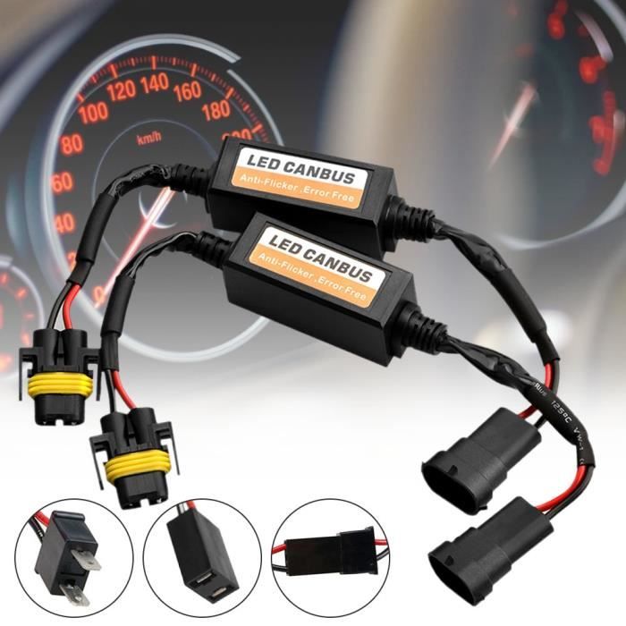 Voiture H7 Ampoule LED Decodeur Resistance de Clignotant LED Erreur Canbus Avertissement Canceller(2 pièces) (LED Canbus-H7)