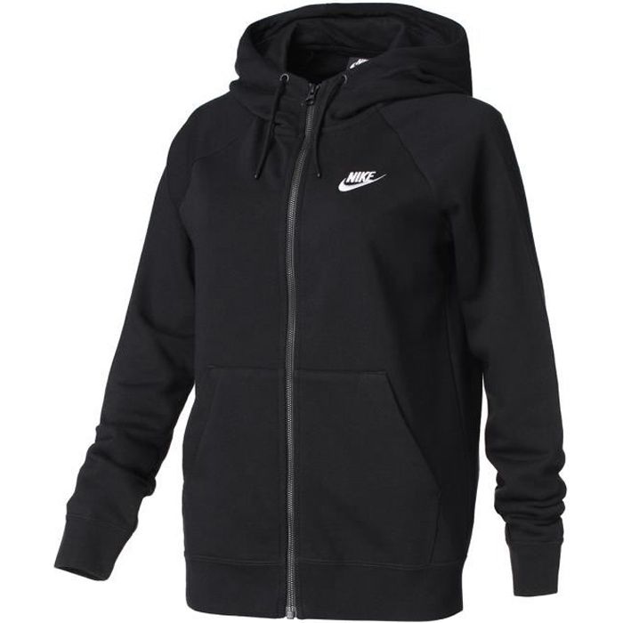 NIKE Sweat zippé à capuche NSW Essentiel Hoodie FZ FLC - Femme - Noir Noir  - Cdiscount Prêt-à-Porter