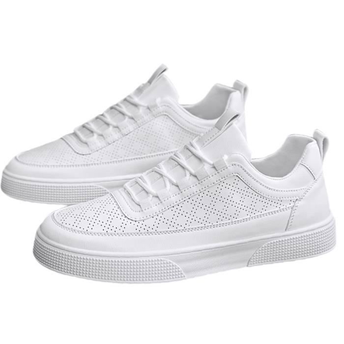 LEOCLOTHO Chaussure HommeBasket Homme Respirant Casual Fitness CourtesChaussure Sneakers Marche Ville Antidérapant et Légères Baskets-Blanc