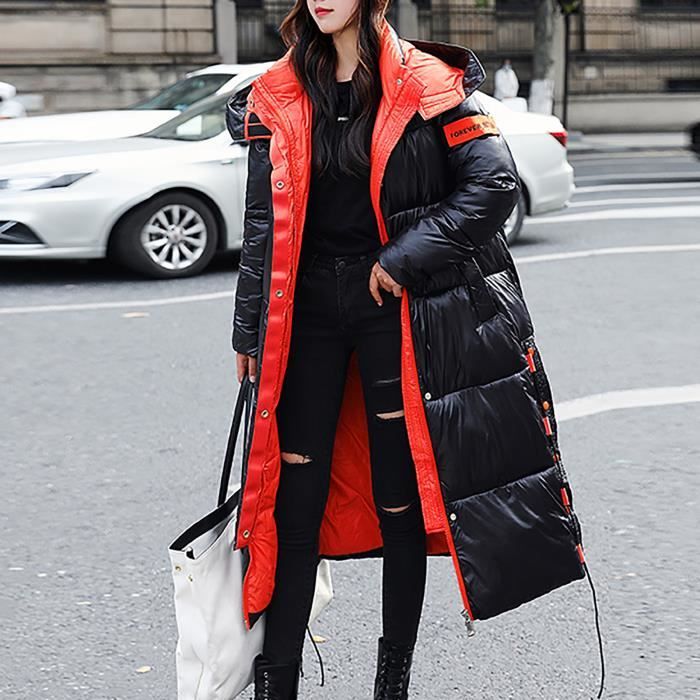 Manteau Femme Mode d hiver brillant long au dessus du genou