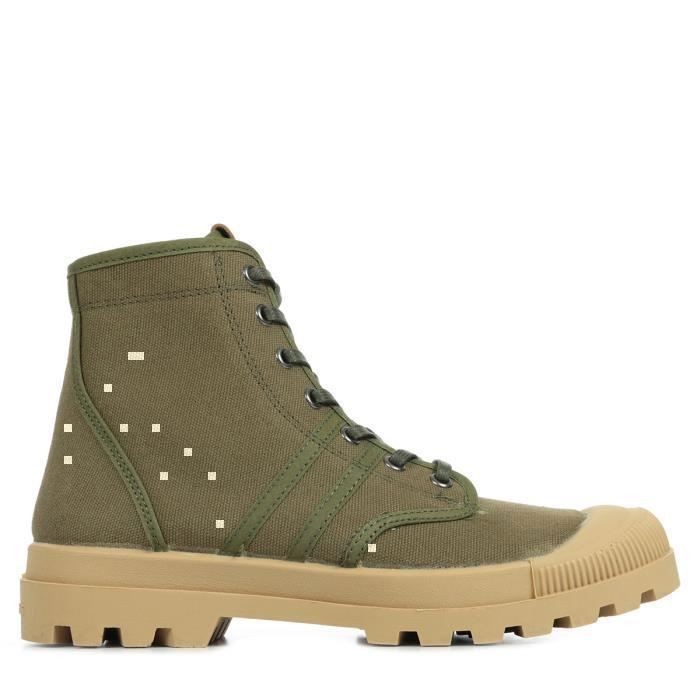Bottes PATAUGAS Originale Vert Olive Coton Bio Lacets