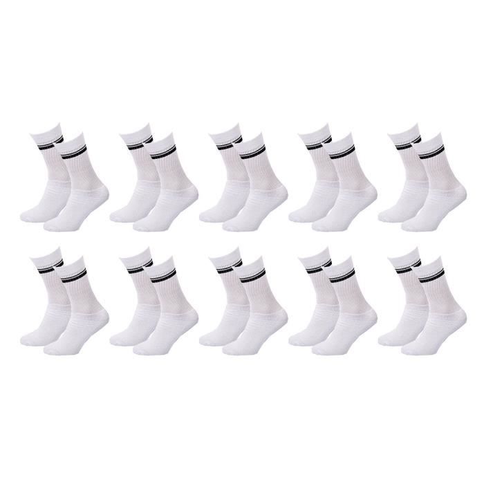 LLot de 10 paires de chaussettes de sport blanche 43-46 - Cdiscount Sport