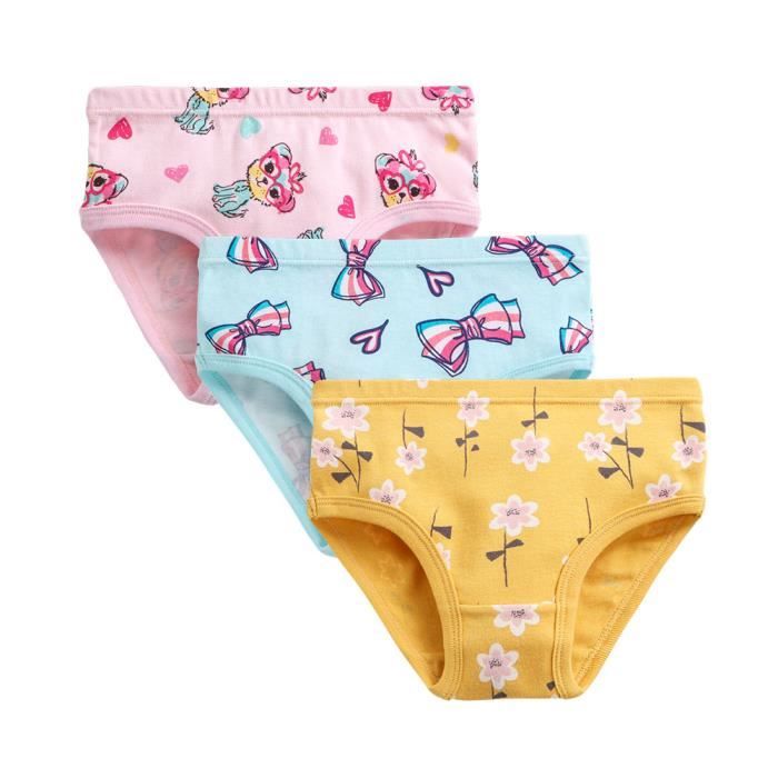 Enfants Filles Culotte 3 Pieces Vetements Fille Slip 100 Coton Sous vetements Filles Culottes 2 a 8 Ans Jaune Cdiscount Pret a Porter