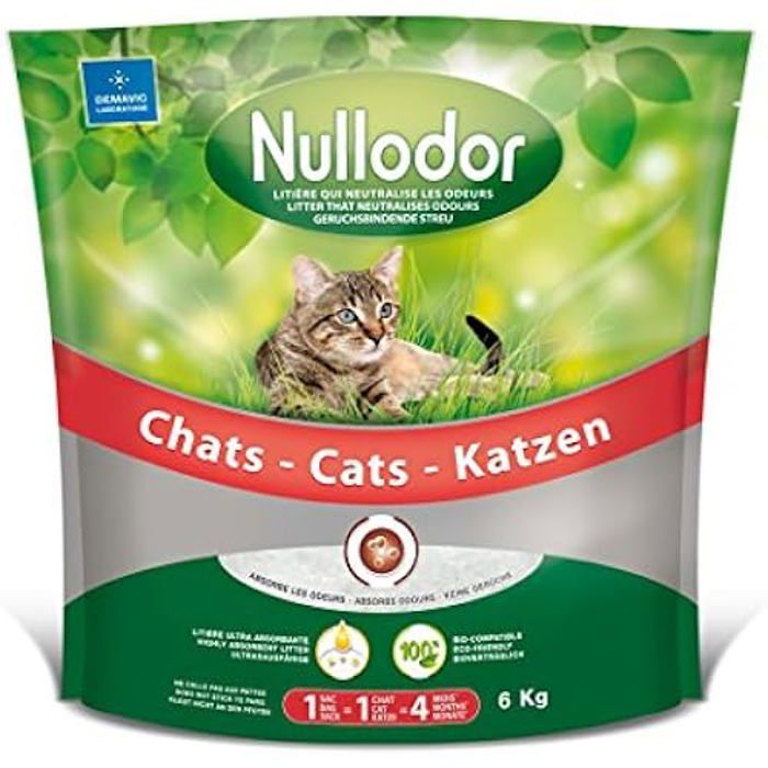 Litière en Silice - Nullodor - 6 kg - Ultra Absorbante - Zero Odeur - Anti Bactérienne