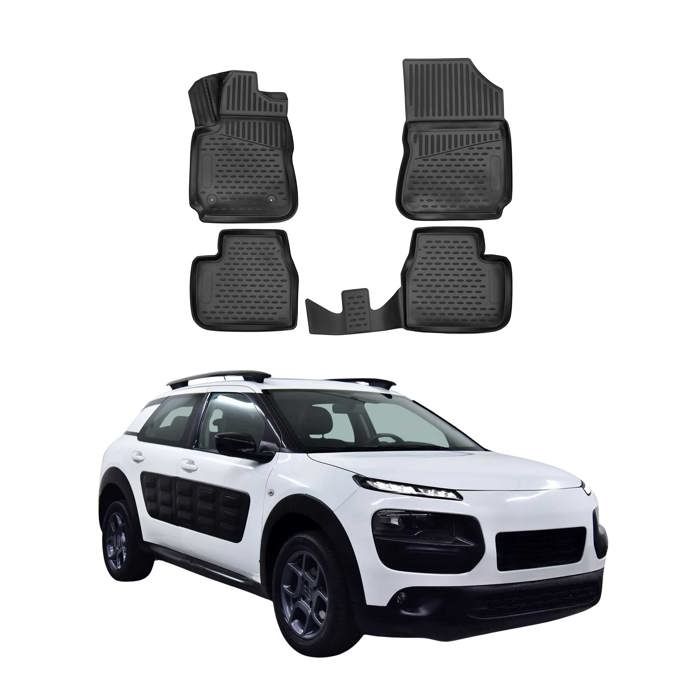 MTM Tappetini Gomma per Citroen C4 Cactus I 08.2014-11.2020 Design a Vaschetta, su Misura con Bordi Rialzati cod. 3D 5310