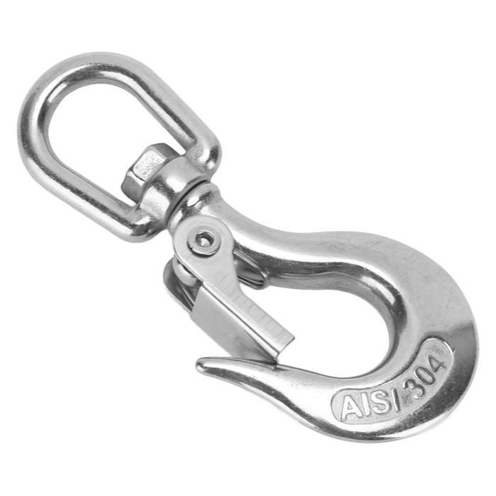 Crochet à Œil Pivotant 360° Acier Inox 304 - Mousqueton Levage Charge 350 Kg, Crochet Pivotant Pour Chaîne Gréement 90mm Ou 100mm