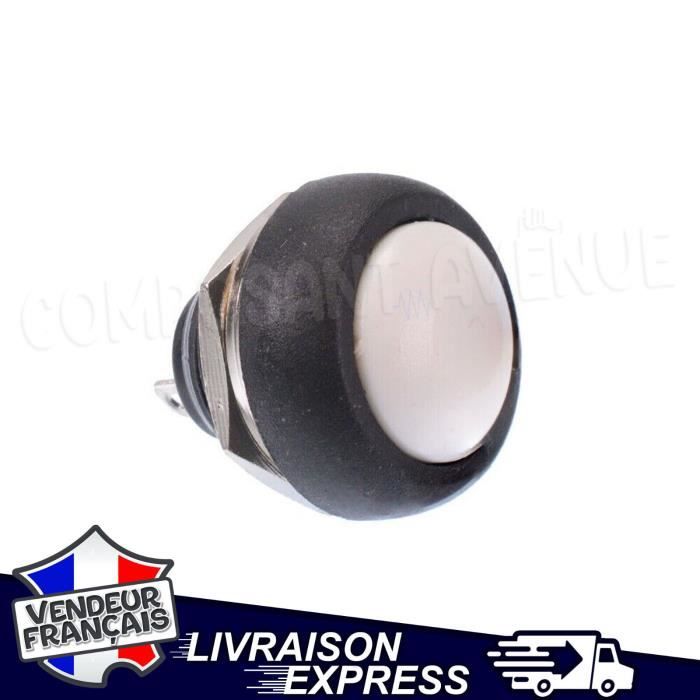 INTERRUPTEUR BLANC ROND MOMENTANÉ BOUTON POUSSOIR OFF (ON) 12V SPST 2 ...