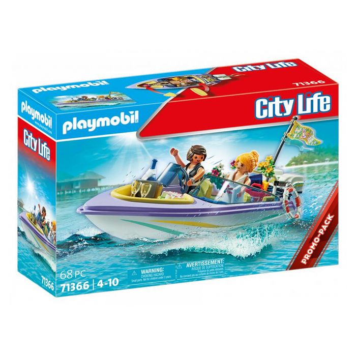 PLAYMOBIL - Mariés et bateau - City Life - Découvre les océans avec les mariés - Coffre de rangement