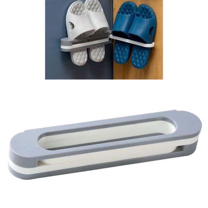 HMAKGG Étagère Chaussures Murale Pliable 2 Niveaux – Sans Perçage, Gain De Place, Noir Métal & Plastique