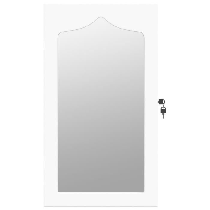 armoire à bijoux avec miroir murale blanc 37,5x10x67 cm - salutuya - tj2044
