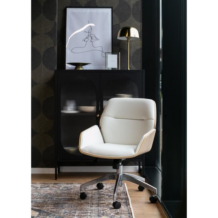 fauteuil de bureau - gatinso - design blanc-bois d'érable