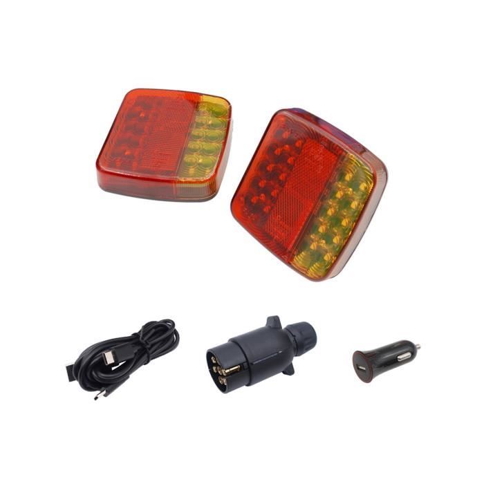 Kit de Feux de Remorque Sans Fil pour Camion de Remorquage, Lampe de Remorquage LED Rechargeable avec MagnéT