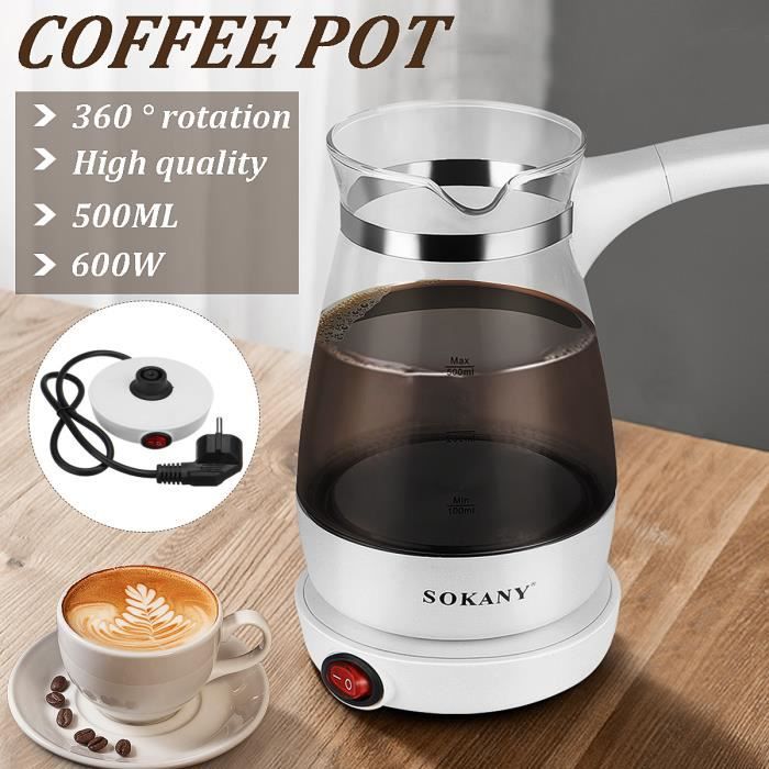 SOKANY Cafetière Electrique Turque 600W 500ml Pot de Lait Chaud Thé