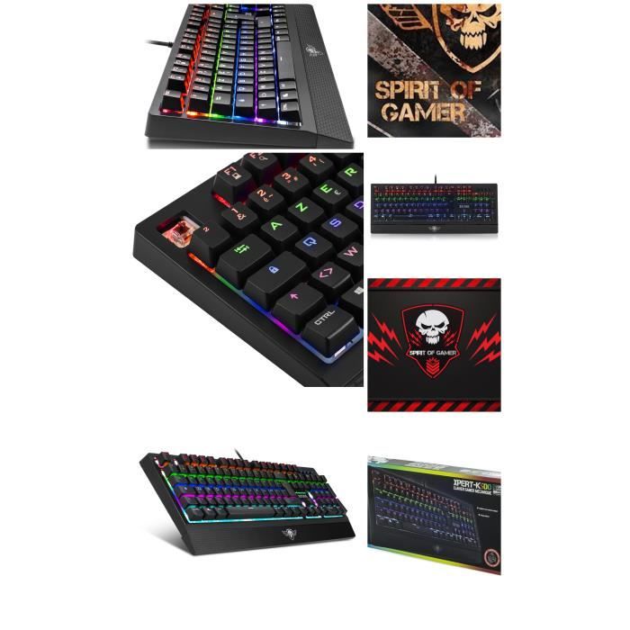 Spirit Of Gamer Clavier Gamer Mécanique - XPERT - K500 - Rétroéclairé RGB - Anti-Ghosting - N-Key Rollover