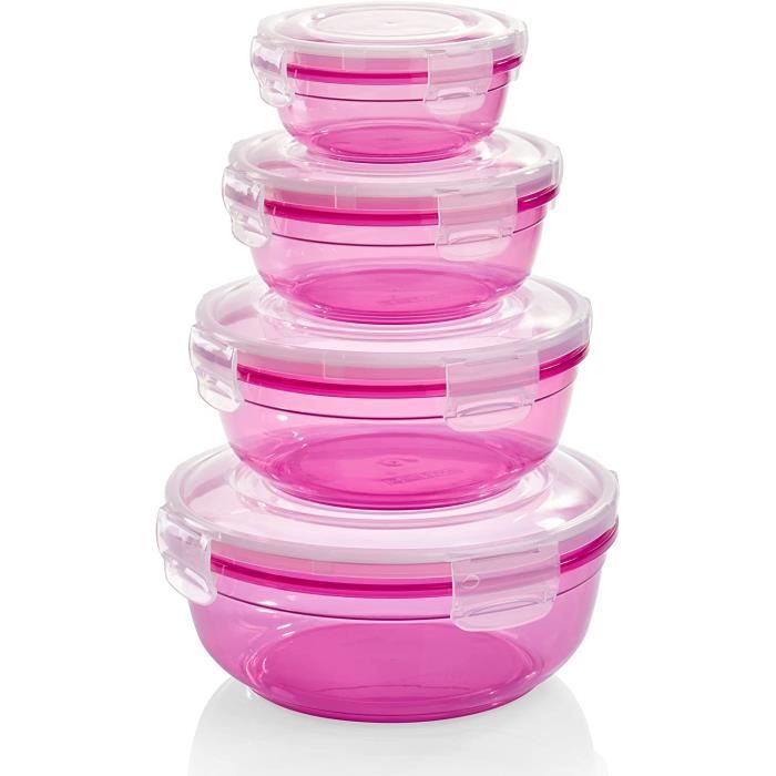 Lot De 7 Boîtes Tupperware – Couvercles Roses – État TB – Conservation Alimentaire