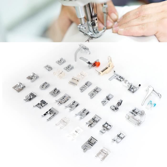 Kit 17 Pièces Pieds Presseur Pour Machine à Coudre Industrielle - Accessoires Multifonctions Avec Étui