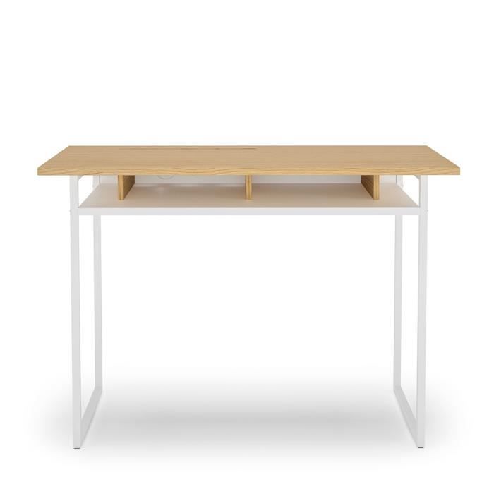 Bureau/meuble de rangement Fox 110cm - blanc/noyer Moderne, Design -  TEMAHOME