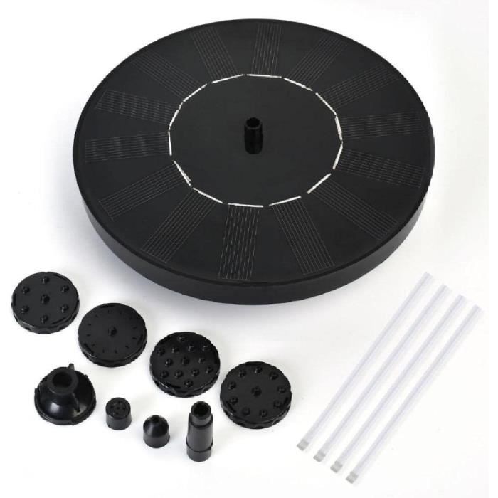 Fontaine Solaire Sprifityy 1.5W - Pompe à Eau Avec 6 Buses - Câble 3m - Pour Bain D'oiseaux, étangs, Jardin