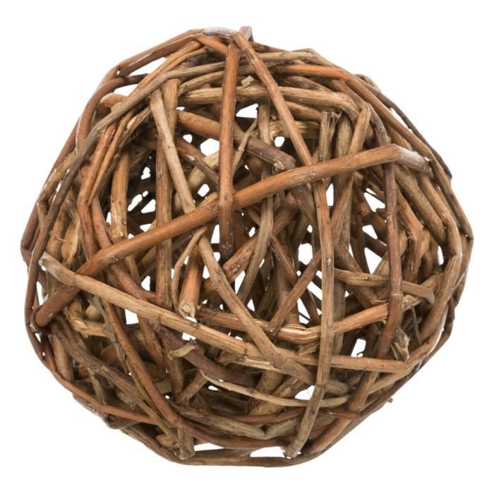Jouet pour petits animaux - Trixie - Balle en osier - Lot de 4 - Naturel - 13 cm