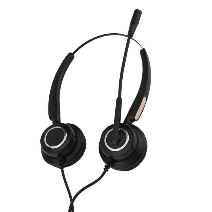 Casque Téléphone Bureau Mairdi Anti-Bruit - Binaural Confortable Avec Micro Et Connecteurs RJ11 + Jack 3,5mm Pour Appels Clairs