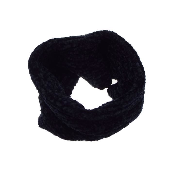 Cache-cou tricot zippé noir femme