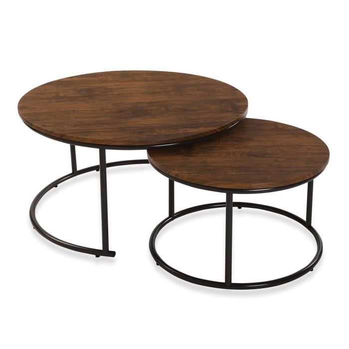 table basse rectangulaire versa scarlett - bois et métal - 40 x 77 x 77 cm