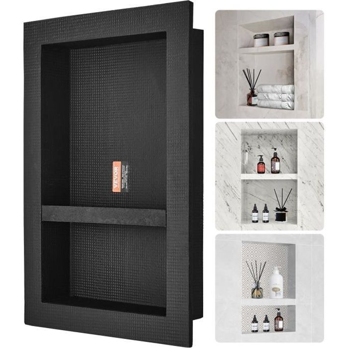 Niche Douche Encastrable - VEVOR - Niche Douche Encastrer Mur 40,64x60,96x10 cm 2 Étagères pour Salle de Bain