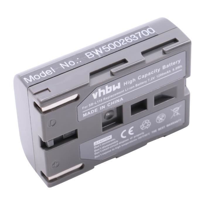 vhbw Batterie compatible avec Samsung VP-D7L, VP-D73i, VP-D75, VP-D75i, VP-D76, VP-D77, VP-D77i caméra vidéo caméscope (600mAh,