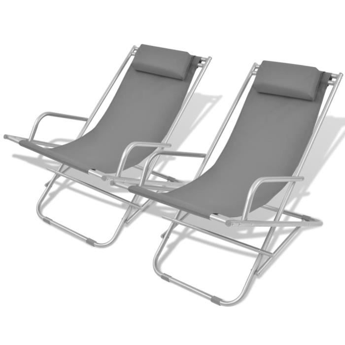 vidaXL Chaises inclinables de terrasse 2 pcs Acier
