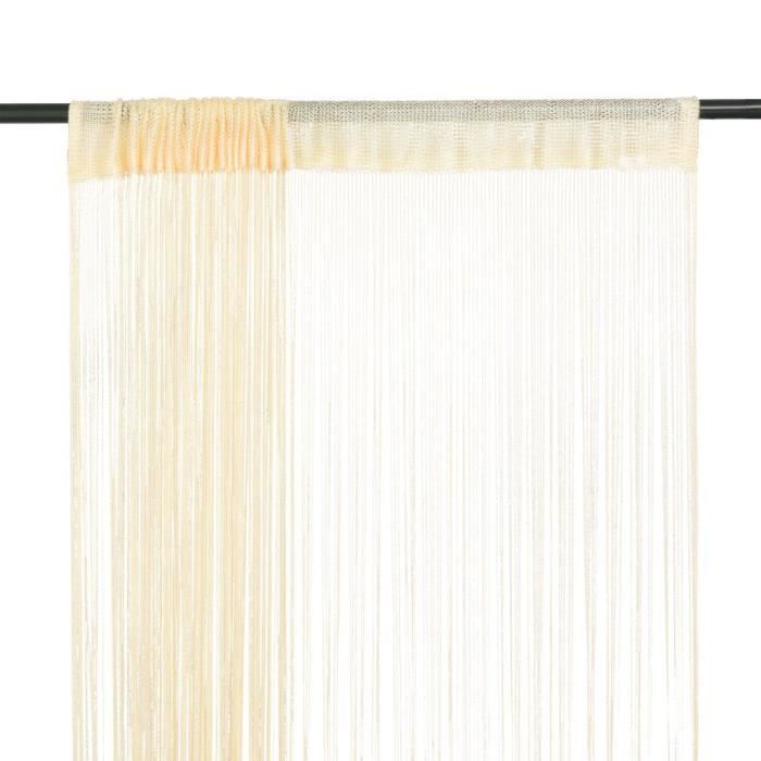 vidaXL Rideau en fils 2 pcs 100 x 250 cm Crème 132402