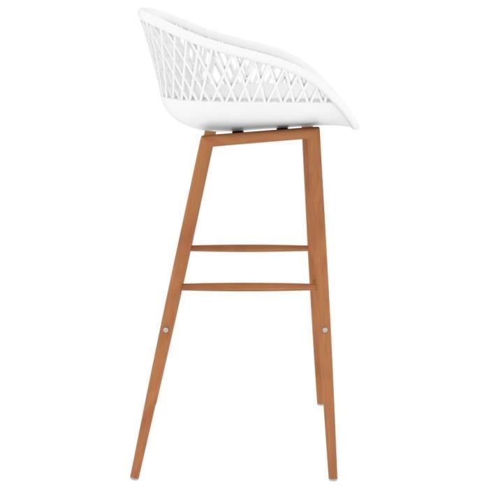 Chaises de bar - VINGVO - Blanc - Lot de 2 - PP métal - 48 x 47 5 x 95 5 cm