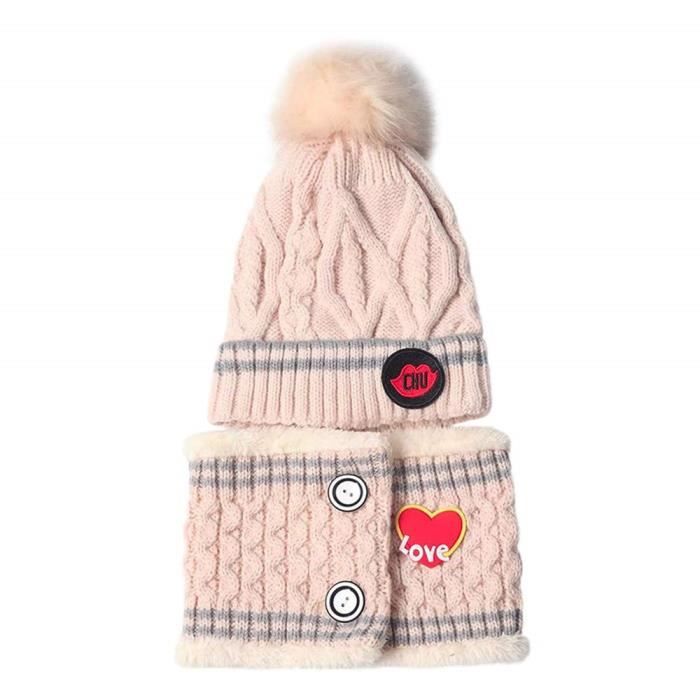Happy Cherry Ensemble Bebe Bonnet Pompon Laine Echarpe Moufles Garcon Fille Bonnet Enfant Laine Fourrure Chaud Hiver Automne Cadeau Noel Bonnets Casquettes Et Bobs Bilkvarteret Bebe