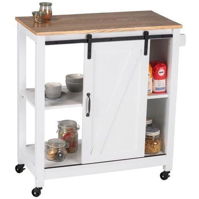 Desserte cuisine - WENKO - Maison de campagne - Blanc - 80x885x40cm - Roulante Desserte cuisine - WENKO - Maison de campagne - Blanc - 80x885x40cm - Roulante