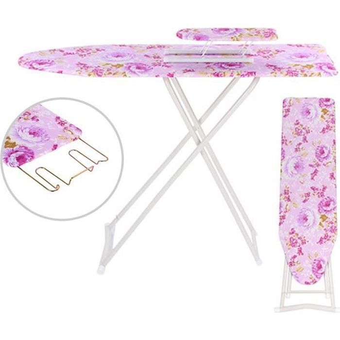 Housse De Table à Repasser Universelle XL - Plus Épaisse 2 Plis, Motif Rose - Avec 4 Attaches