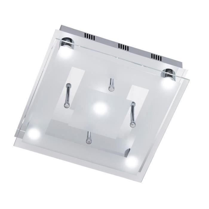 Éclairage plafonnier DEL 25 watts lampe luminaire plafond intérieur chrome Wofi 961605010300 Éclairage plafonnier DEL 25 watts lampe luminaire plafond intérieur chrome Wofi 961605010300