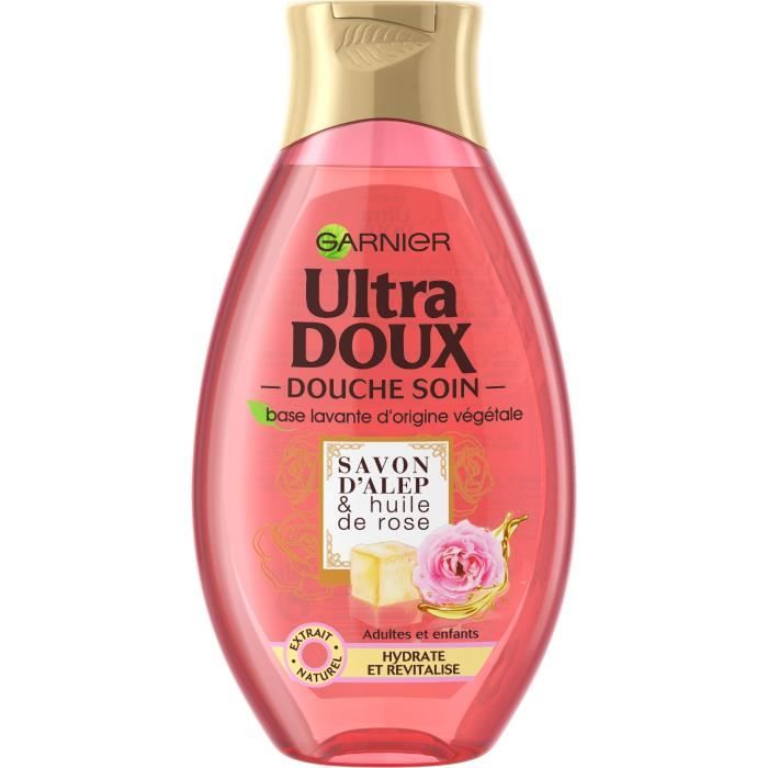 Gel de douche GARNIER Soin Ultra Doux Huile de rose et savon d'Alep