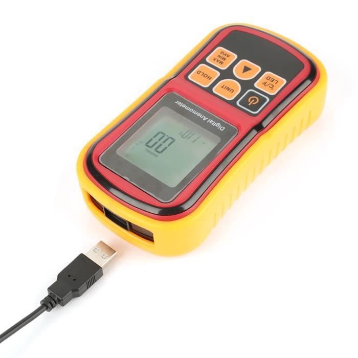 Anémomètre Numérique SMART SENSOR AS816 - Testeur Vitesse Vent 0.3-30m/s Et Température, Portable Et Précis