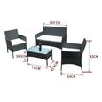 SALON DE JARDIN - ENSEMBLE TABLE CHAISE FAUTEUIL Table en Verre + 3 Chaises en Rotin PVC Moderne -Imperméable à l'eau Résistant-1
