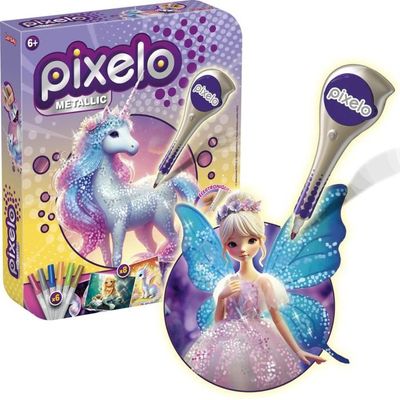 Lansay - LOT : 1 BLOPENS Set Activités Féeriques + 1 PIXELO Coffret Metallic - Kit Coloriage À Souffler & Dessins Aux Effets Pointillés - Pour Enfants Dès 5-6 Ans - Feutres