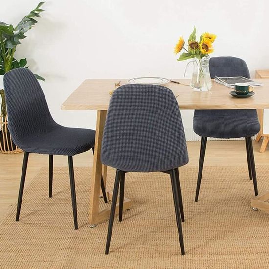 Housse de Chaise Arc de Coquille Housse de de Chaise de Salle À Manger 4 Pieces De Chaise Extensible Jacquard pour Mariage Hôtel, Restaurant