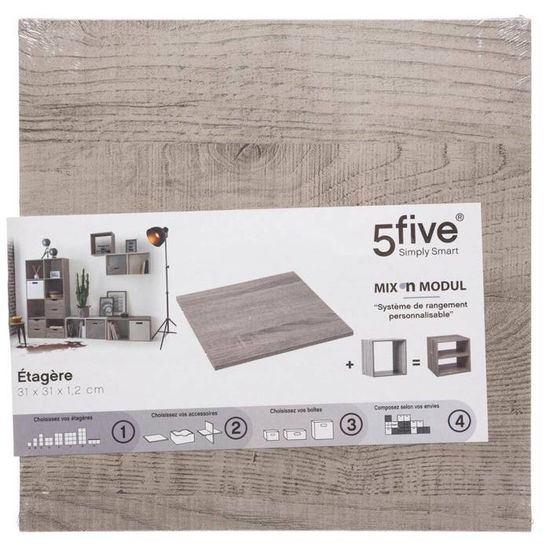 5five Tablette Étagère Mix N Modul Blanc - 31x31cm - Panneau Aggloméré Pour Meuble Modulaire - Épaisseur 0.9kg
