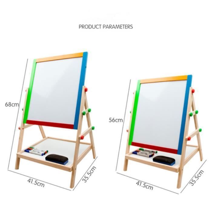 Chevalet enfant tableau blanc double face tableau noir rouleau papier 58 x 50,5 x 109 cm naturel