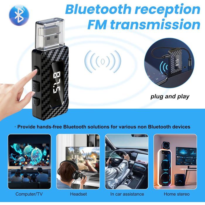 Adaptateur Bluetooth pour voiture Transmetteur FM Bluetooth double USB 76 MHz à 108 MHz Adaptateur Bluetooth pour voiture Transmetteur FM Bluetooth double USB 76 MHz à 108 MHz