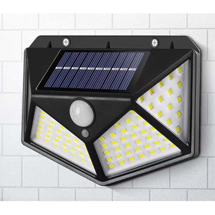 100LED Four-sided Solar Light, Human Body Sensor Light, Courtyard Wall ...