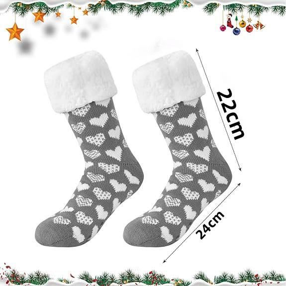 Chaussettes d hiver chaussettes de maison avec modele de coeur chaussettes de sol thermique antiderapante pour cadeau d anniversaire