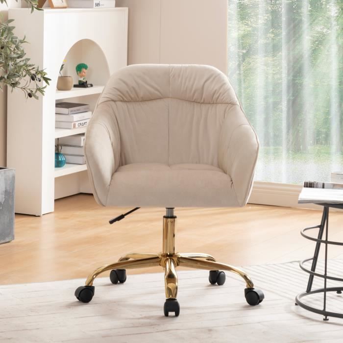 Chaise pivotante beige avec pieds en métal - Souffle D'intérieur