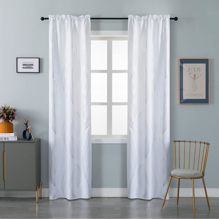 Rideau Occultant Thermique 245x132 Cm - Triple épaisseur, Coupe-vent, Isolant été/hiver, Couleur Beige