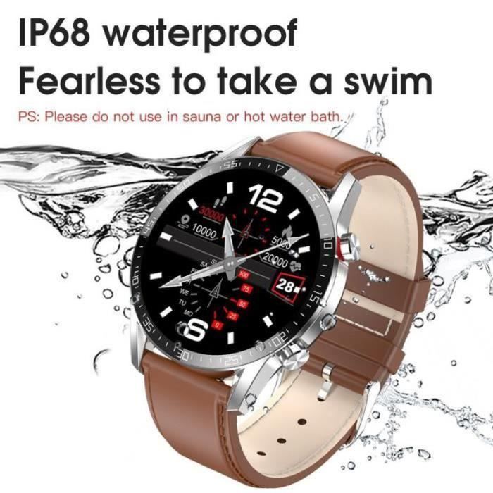 Montre Connectée Waterproof Bluetooth Bracelet Gris Acier Inoxydable IOS  Android