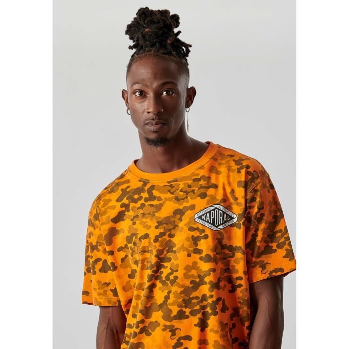 T shirt Homme KAPORAL RAMON Orange Camouflage 100 coton Orange Cdiscount Pret a Porter
