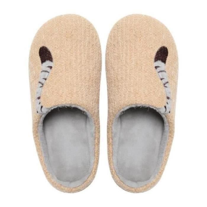 Chaussons Hiver Homme Femme Chauds - Pantoufles Fourrure Douce Avec Semelle Antidérapante - Confort Intérieur/Extérieur